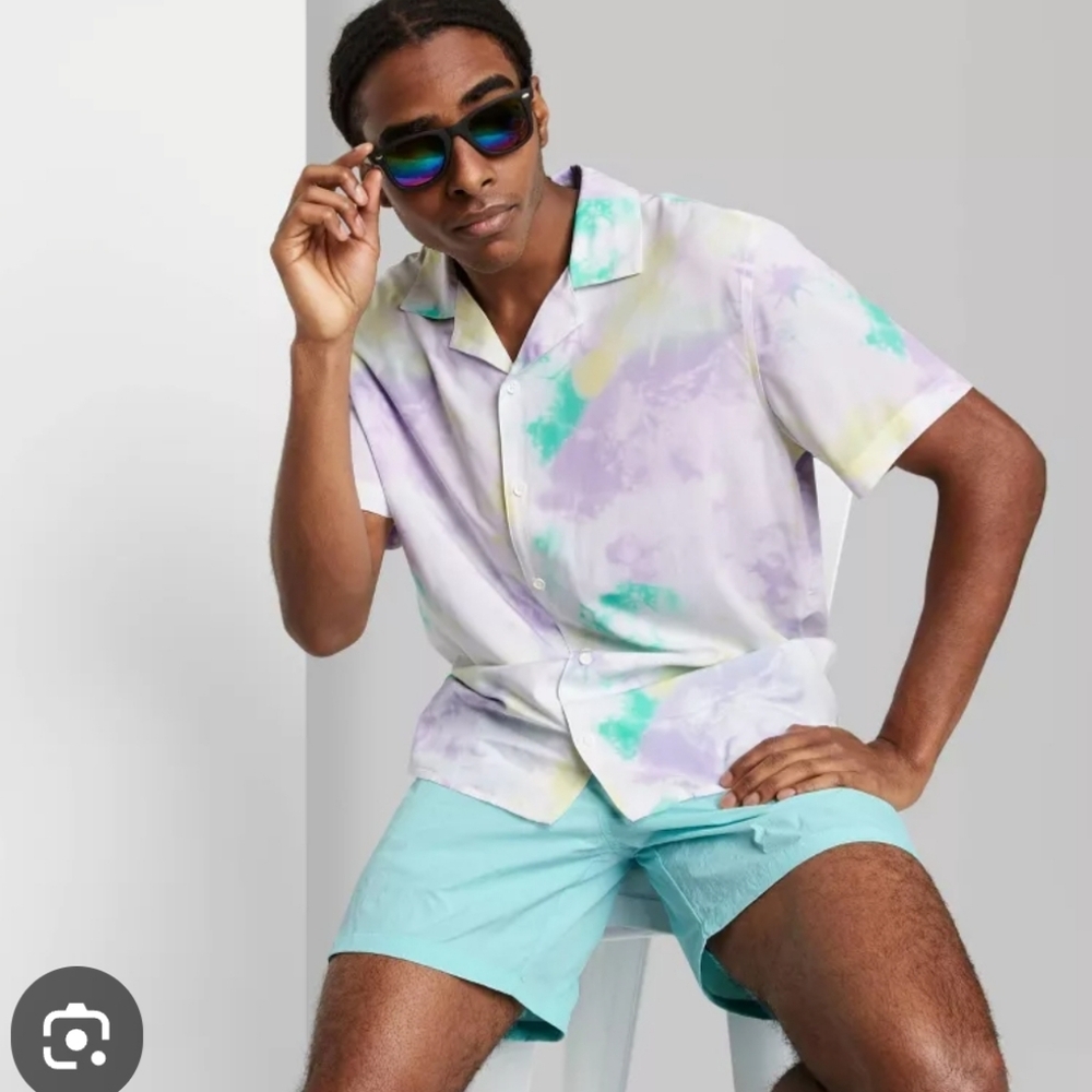 Original Use Men's M Summer Ready Tie-Dye Button-up Shirt